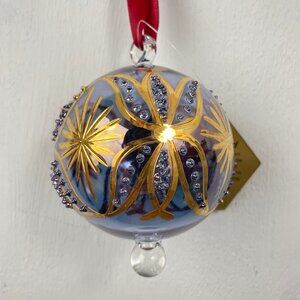 Christmas Ornament Ornate Ball Handcrafted in Egypt NIB Hand Blown Glass